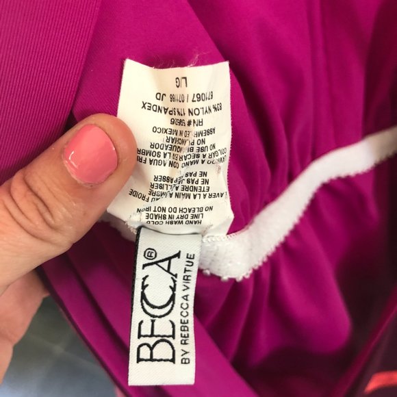 Becca by Rebecca Virtue one piece swimsuit, Large, burgundy/wine/coral/neon - Picture 6 of 6